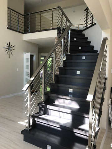 Metallic Color Modern Square Stairs Balcony Staircase Railing Kit - Aluminium