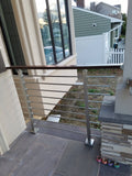 Dark Wood Color Modern Square Stairs Balcony Staircase Railing Kit - Aluminium